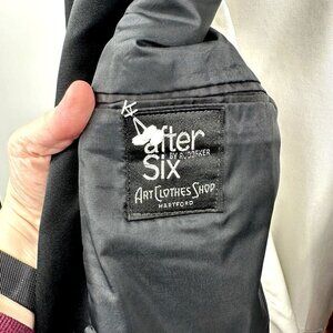 vintage 70s AFTER SIX tuxedo jacket tux satin lapel formal one button black 40R